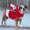 Santa Dog Costume Christmas Pet Clothes Santa Claus Riding Pet Costumes Party Dressing Up Dogs Cats Outfit