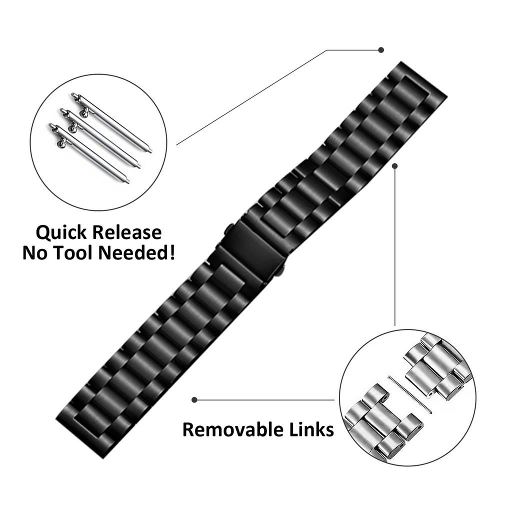 Stainless Steel Metal Watch Band & TPU Full Cover Case For Amazfit Active Max Three Bead Strap Protective Set