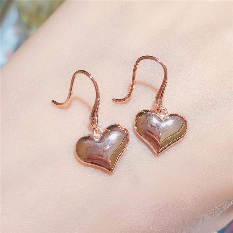 Purple Gold Smooth Heart Shape Simple Cold Style Fashion Classic Rose Gold Plated Earrings