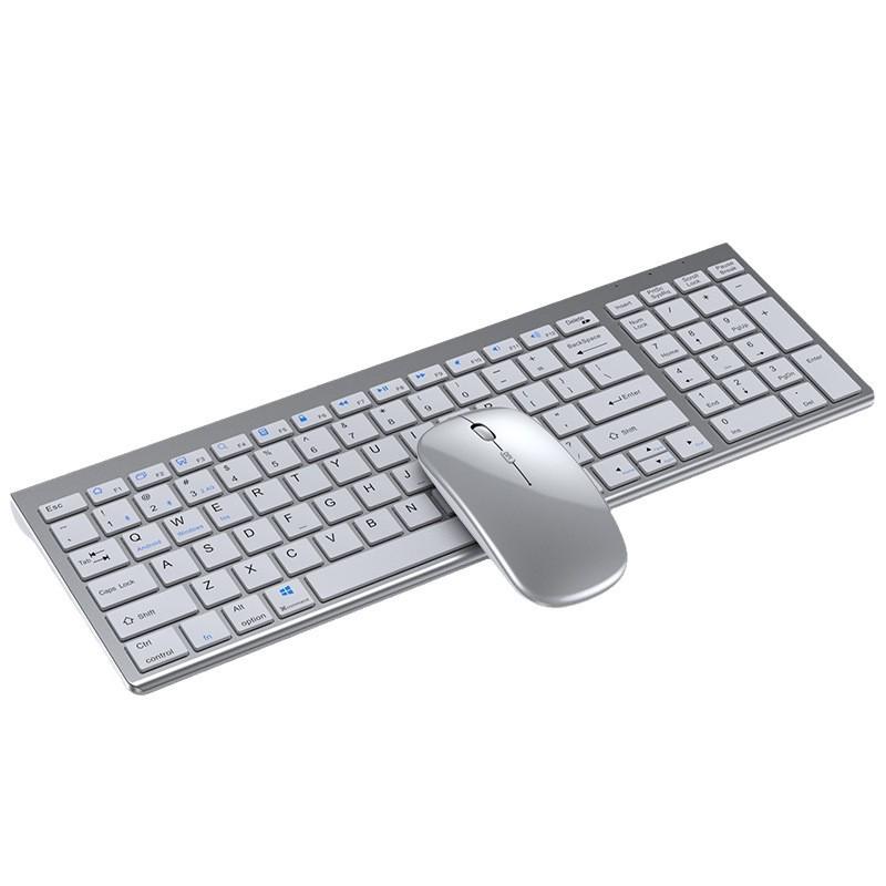 Rechargeable Silent Wireless Bluetooth Keyboard & Mouse Set for iPad, Laptop, and Desktop.