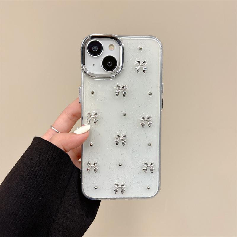 Modische, funkelnde, süße 3D-Kirsch-Strass-Glitzer-Handyhülle für iPhone 16 15 13 12 11, ultradünne Hülle mit galvanisiertem Metall-Kameraring