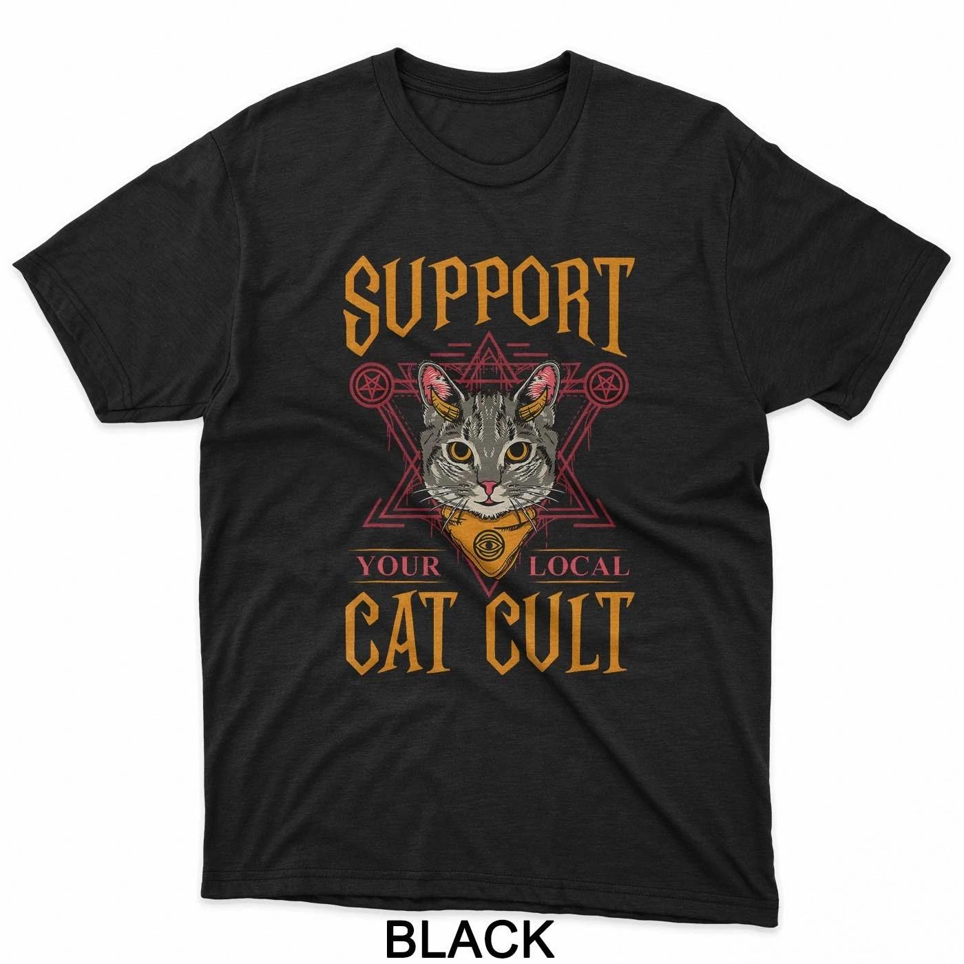 Support Your Local Cat Cult Design T-Shirt 4XL