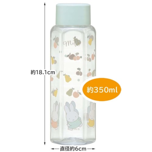 Skater Easy to Hold Hexagonal Water Bottle Plastic 350ml Blow Bottle Adults Kids Direct Drinking Transparent Miffy Lightweight Children Stylish Clear