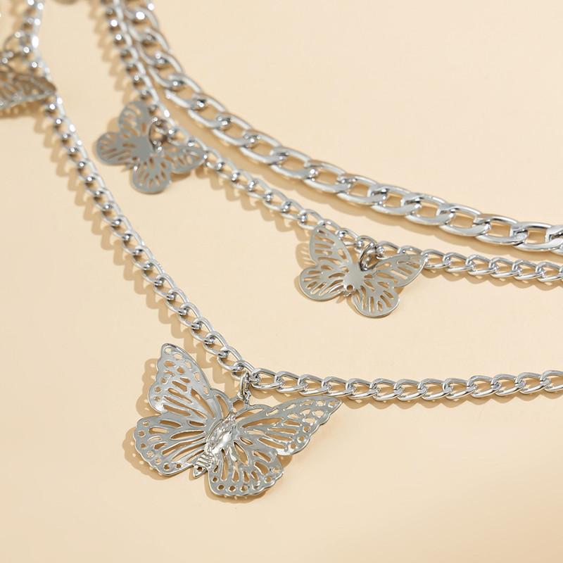 Punk Metal Three-dimensional Hollow Butterfly Waist Chain Trend Metal Body Chain Hip-hop Sexy Summer Beach Jewelry