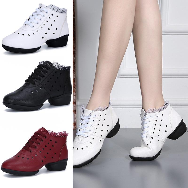 

2025 Women s Mesh Dance Shoes - Soft Sole Medium Heel for Spring & Summer 37