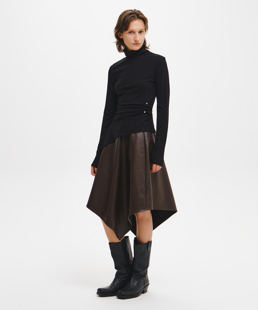 GENERALIDEA Drape Piercing Turtleneck T-Shirt [Black] / Gf3Lts506