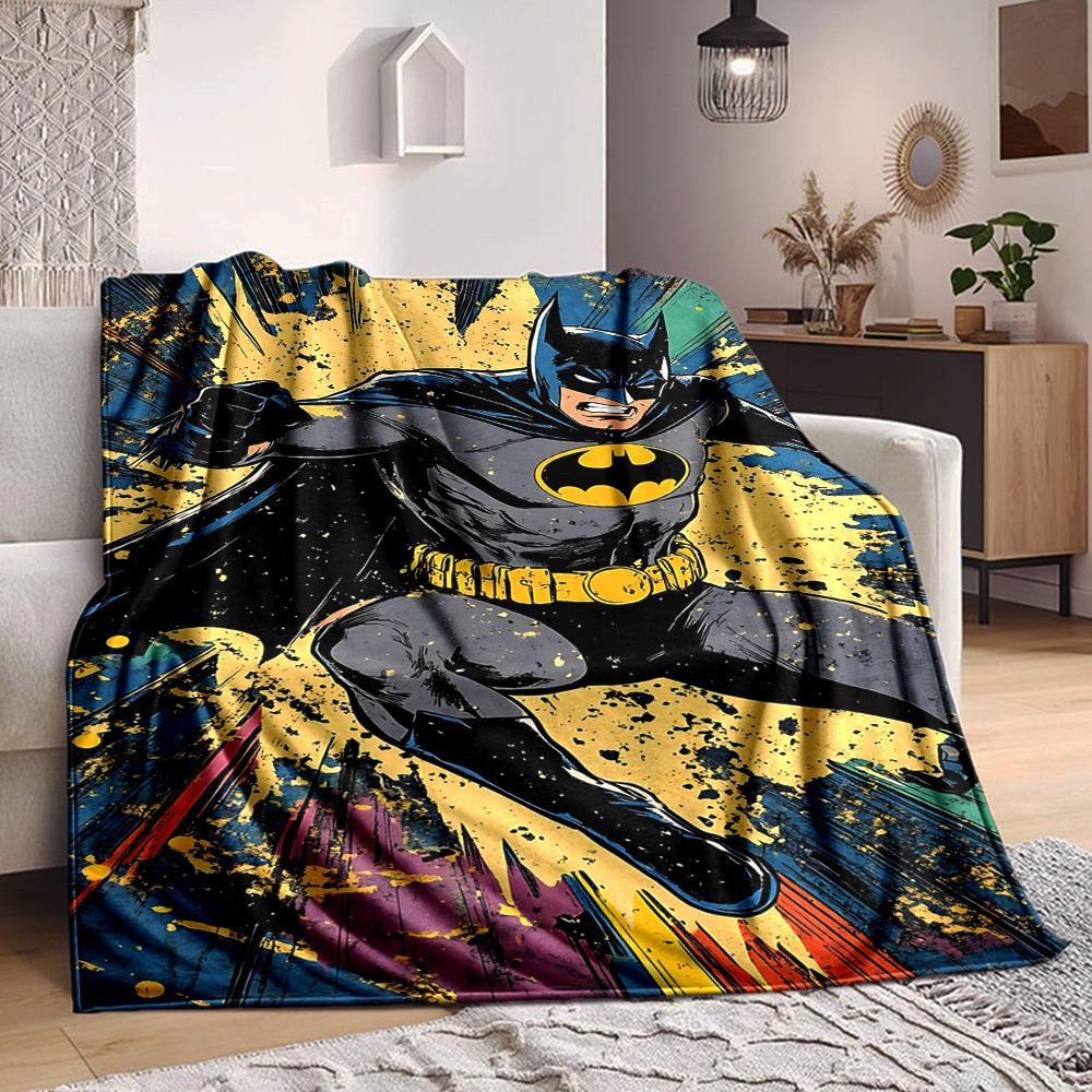 1pc Batman Hero Flannel Throw Blanket Lightweight Soft Warm All Season Blanket for Sofa, Bed, Travel, Camping L1024145