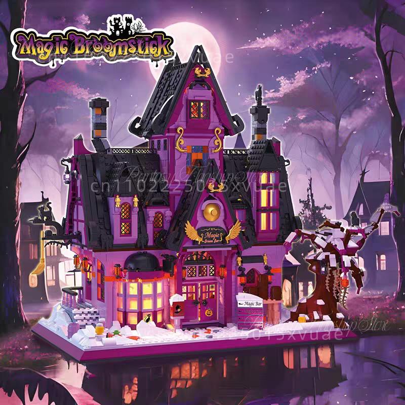 New Halloween Series Building Blocks Witch Bar Magic Shop Laboratory Small Particle Assembly Toy Model Festival Decoration Gift