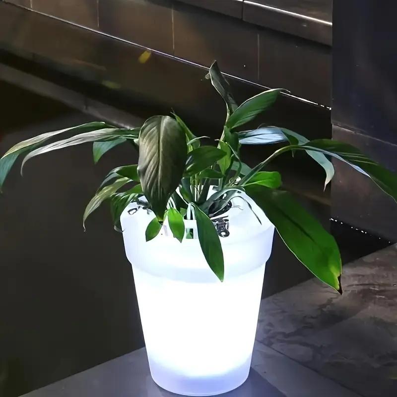 Solar Powered LED Flower Pot Outdoor, Rechargeable Solar Luminous Waterproof LED Planters Pot ,Balcony Landscape Night Lamp