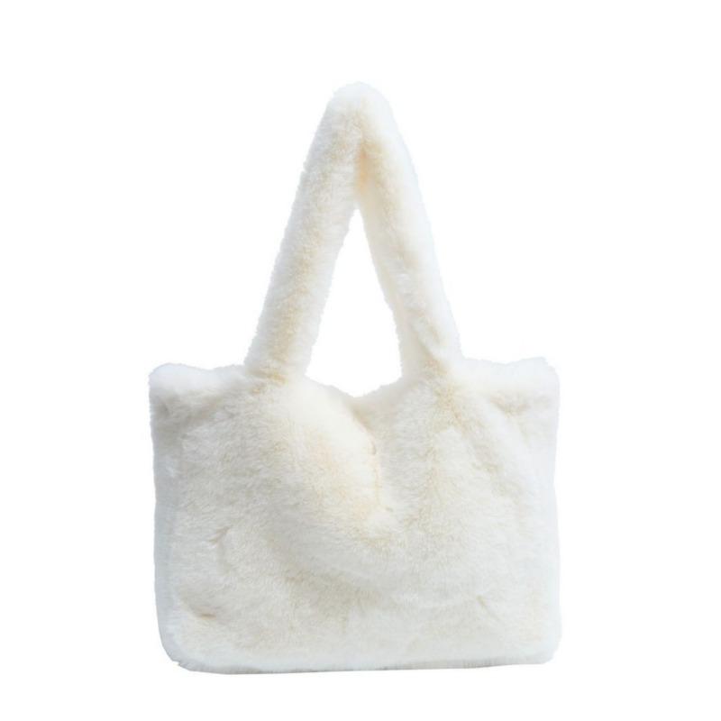 Autumn and Winter Cute Furry Shoulder Bag New Fashion Portable Tote Bag Large Capacity Lazy Wind Plush Bag