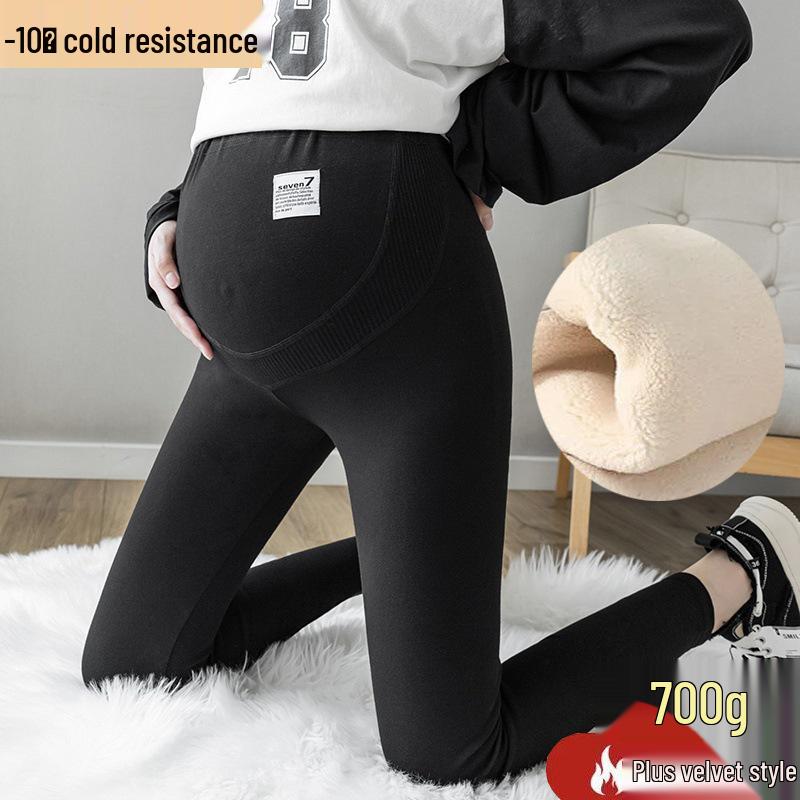 Maternity Leggings: Cotton Nine-Point Pants with Belly Support, Plus Size, Spring/Autumn Style, Plus Velvet for Pregnant Women.