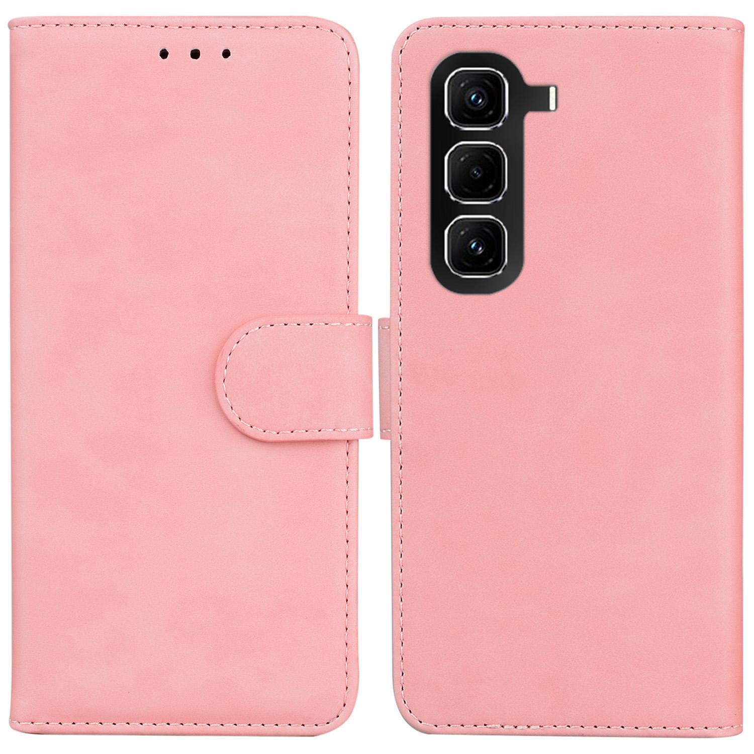 

For Infinix Hot 50 Pro 4G Case Solid Color Leather Wallet Phone Cover Pink