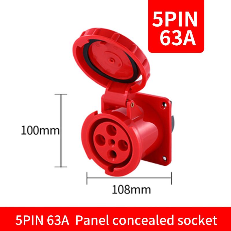 KRE 63A Waterproof Industrial Plug 3/4/5 Pin 380V 415V Dustproof Socket IP67 Male And Female Mounted Connectors