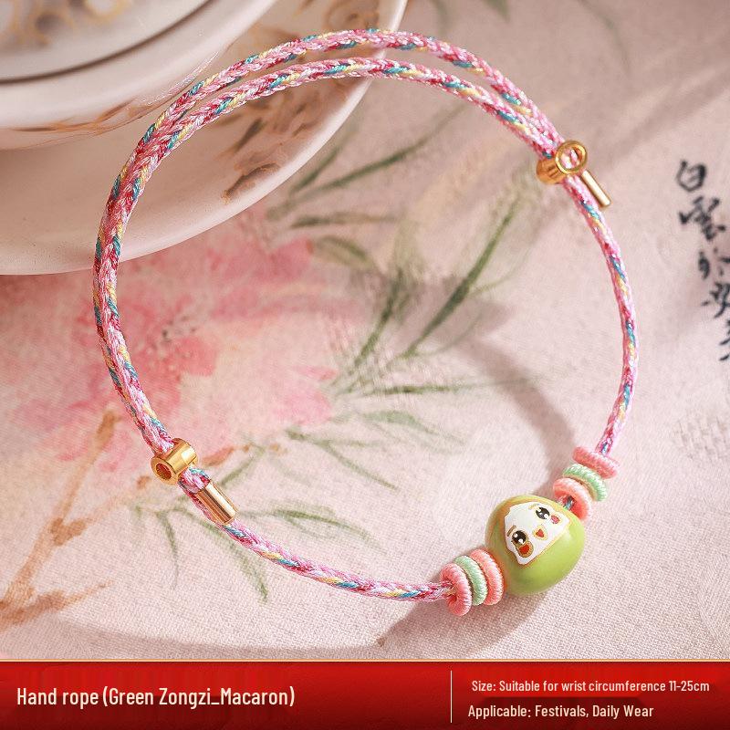 Five-Colored Dragon Boat Festival Zongzi Bracelet - Handmade Red Rope for Men, Women, Children, Baby Gifts