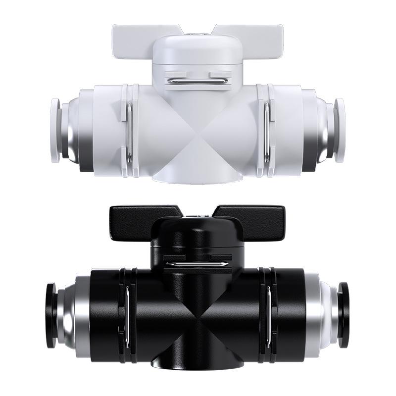 Zhuoji Pneumatic BUC-6-10 Hand Valve with 8mm Tubing, 12mm Straight-Through Air Valve, Quick-Connect Fittings.
