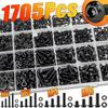 1705pcs Hex Button Machine Screws Assortment Kit: M2, M3, M4, M5 Metric Bolts, Nuts, Lock & Flat Washers.