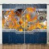 Industrial Wind Machinery Gear Rotation 3D Digital Printing Curtain Blackout Punching Can Be