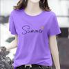 GMXIA Women's Fashion Casual Summer Spring Solid Color Print Short Sleeve O-Neck T-shirts and Loose Tops