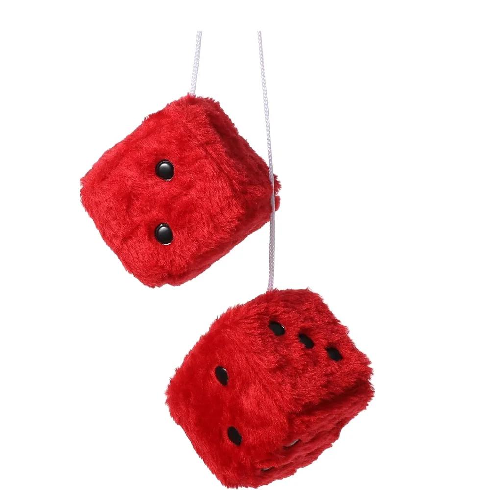 2pcs Plush Dice Toys Velvet Pendants Car Hanger With Suckers Stress Relief Squeeze Cube Fluffy Stuffed Decoration Eid Amagi