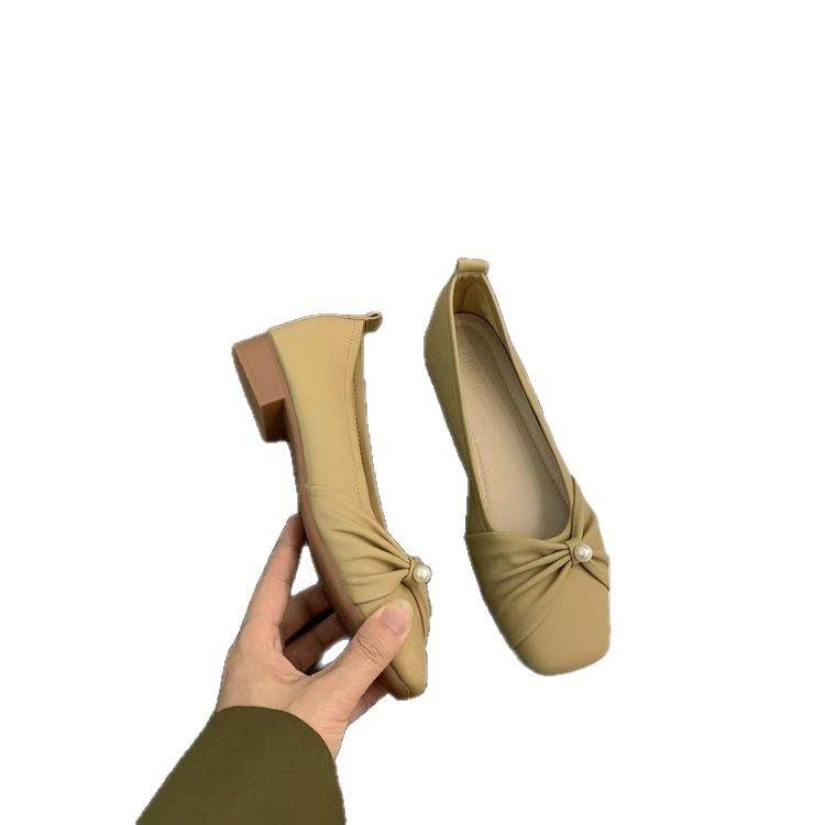 French Square Head Shallow Mouth Flat Shoes 2025 Spring New Late Evening Breeze Gentle Pregnant Women Soft Sole Single Shoes Popular Women's Shoes