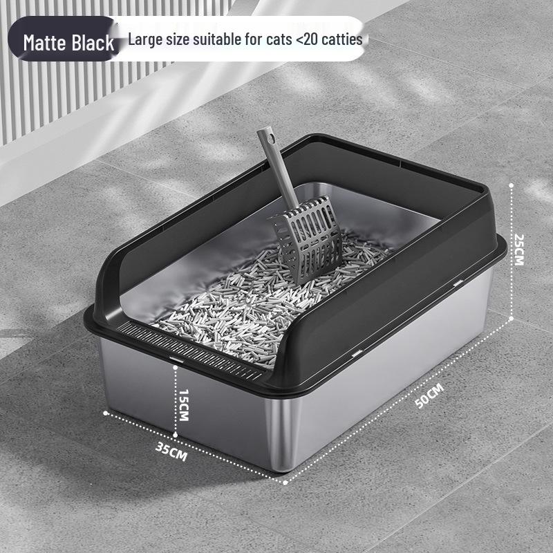 Luxuriöse spritzwassergeschützte Katzentoilette mit großem Raum, hohem Rand und Edelstahleinsatz für Weihnachten