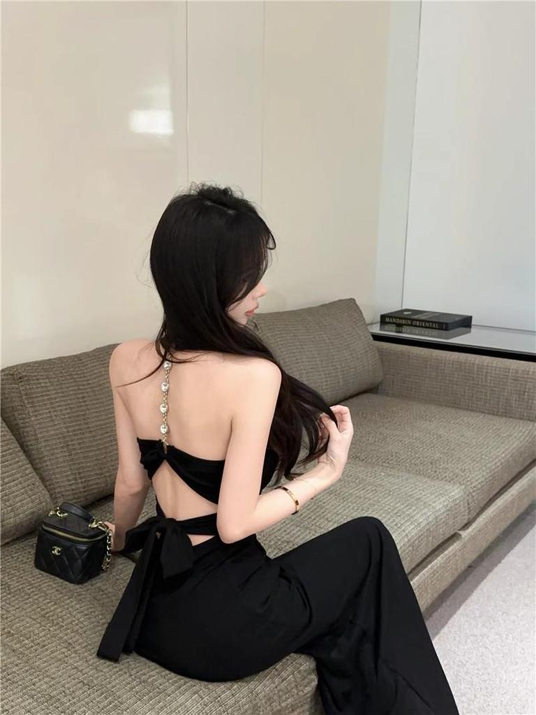 Spicy Girl Halter Bandage Backless Bodycon Fishtail Dress for Spring/Summer
