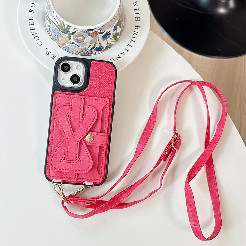 Armband Einfarbig Kartenhalter Münzfach Handyhülle für Apple 17promax Umhängekordel für IPhone16pro Leder