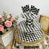Black And White Plaid Racing Theme Three-Layer Paper Cake Stand Cake Dessert Ornament Table Pie