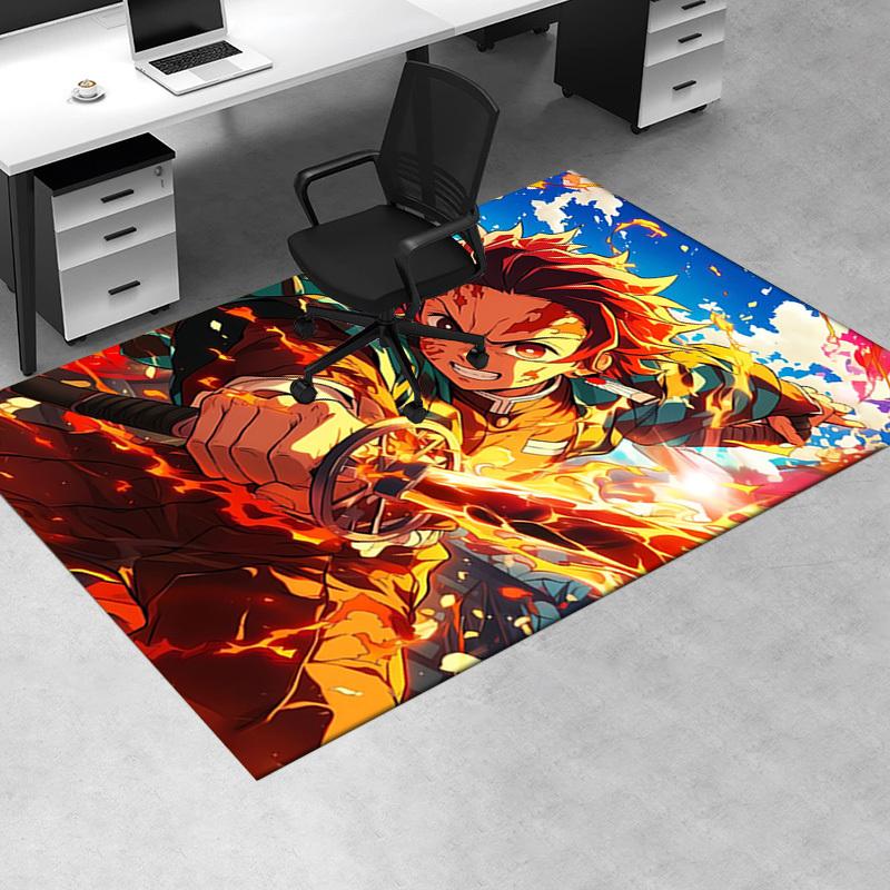 Office Carpet: Anime inspired Sofa Rug for Under Chairs, Flame Themed Protection Mat