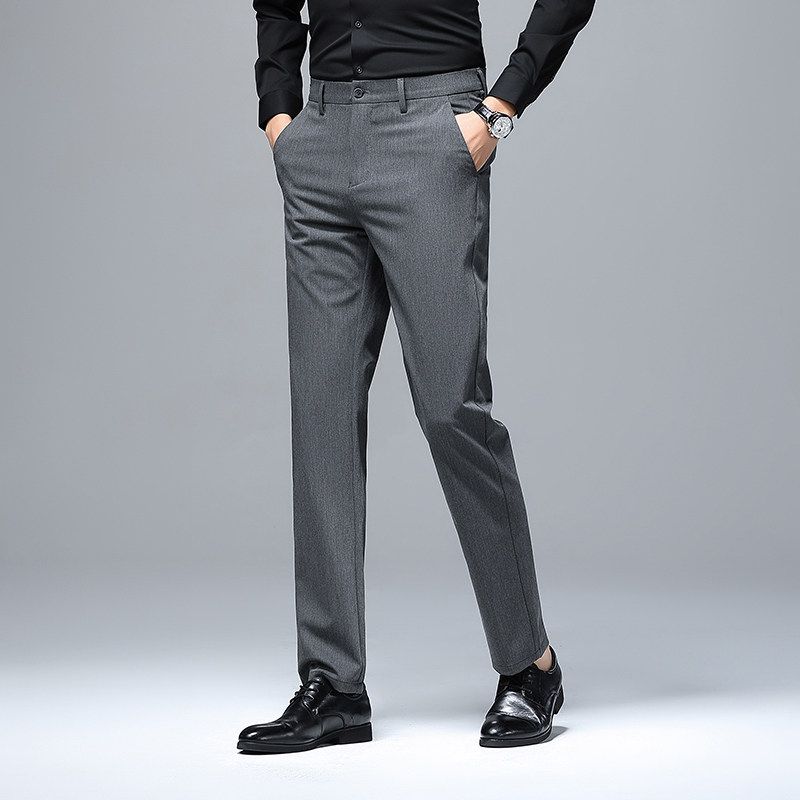 Men's Casual Pants Made of Lyocell, Spring and Autumn Business Slim-Fit Drape Straight-Leg Trousers Trendy 72084