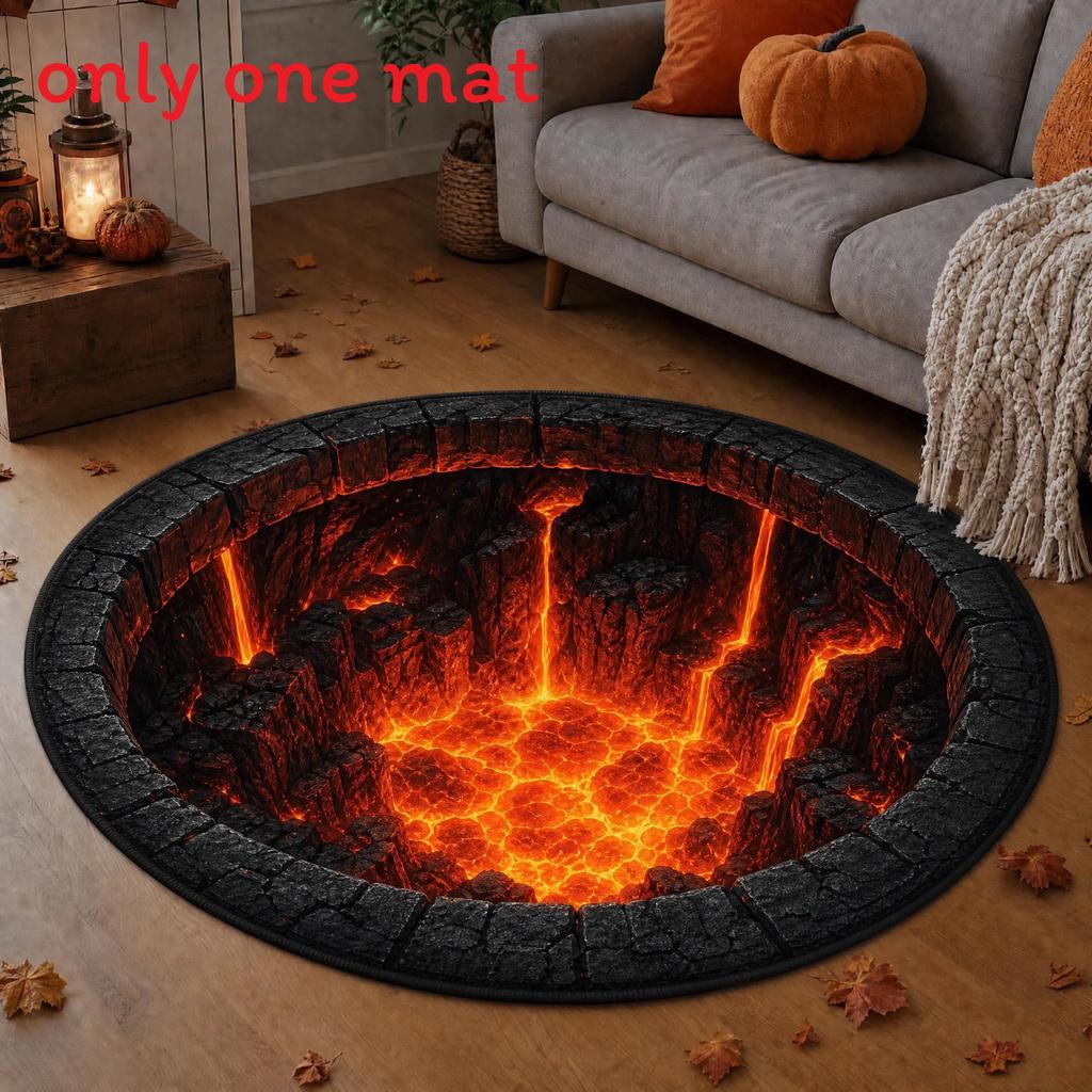 Halloween Round Non Slip Rug With Horrible Printed Design For Living Room Decor