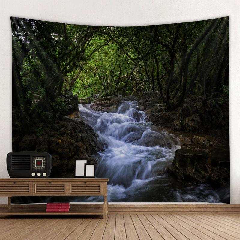 

Гобелен с скандинавским пейзажем, солнечные деревья, украшение, гобелен, настенное художественное украшение, эстетика комнаты, домашний декор 100X75CM