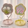 INS-Style Floral Makeup Mirror with Storage for Cute Dorm Room Décor