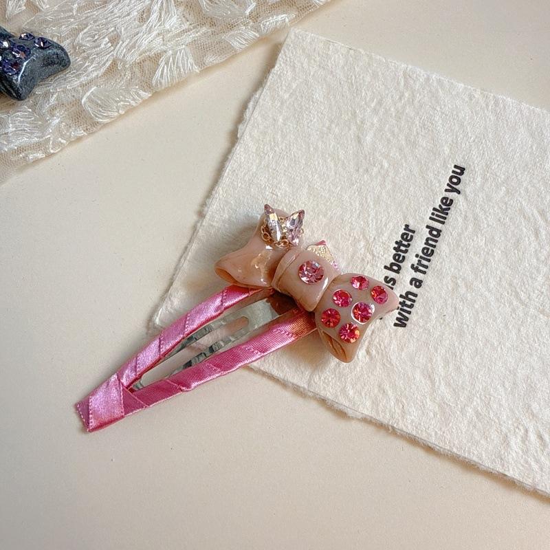 New Design Sweet Bow Hair Clip, Cute Resin Crystal Bangs Barrettes for Girls & Women, Heartwarming Hairpins for Flyaways