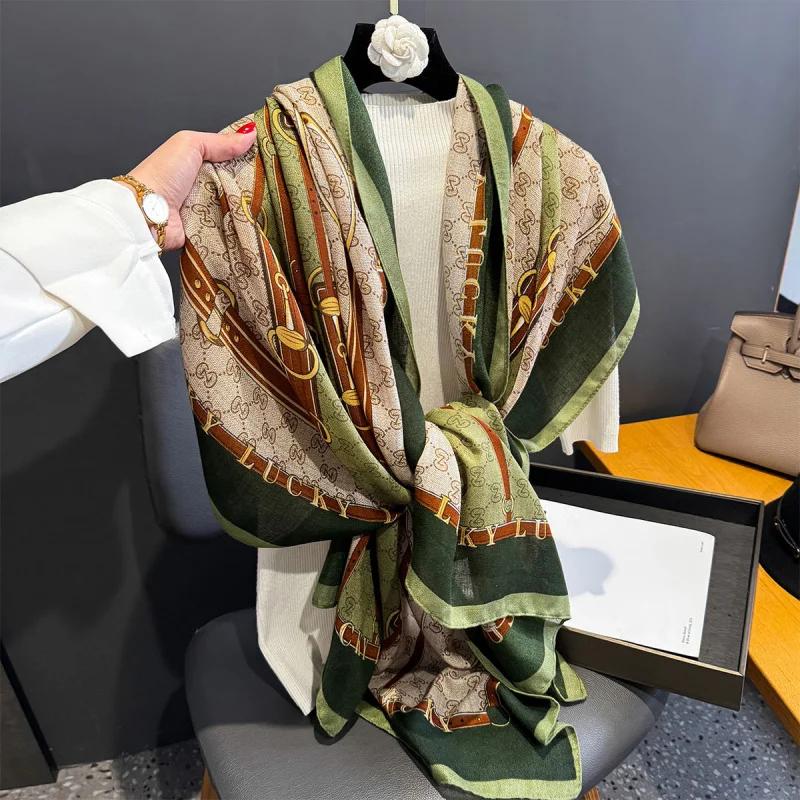 New Summer Autumn Light Thin Soft Long Silk Scarf Advanced Scarf All-Matching Ladies Shawl Elegant Temperament Printing Scarf