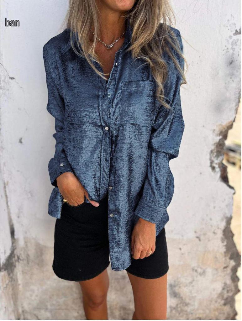 2024 European & American Spring Collection: Women's Casual Suede Lapel Shirt