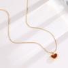 Minimalist French-style heart-shaped titanium steel necklace, non-fading, women's summer niche design, high-end trendy clavicle chain accessory