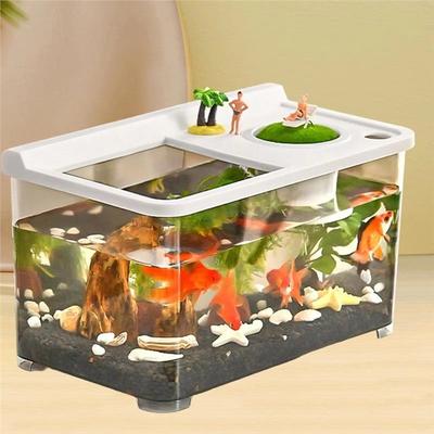 AS60-Goldfish Tank Fishbowl Suitable For Living Room Or Desktop Use, Small Fish Tank For Home Aquarium Habitat Cage