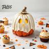 Decorazione Ornamentale di Halloween in Resina con Luce Fantasma Zucca, Lampada Staccabile Vintage con Oggetti di Casa Infestata Candela LED per Tavolo da Cucina