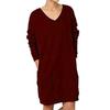 Women's Solid Color V-neck Top Long Sleeved Loose Top