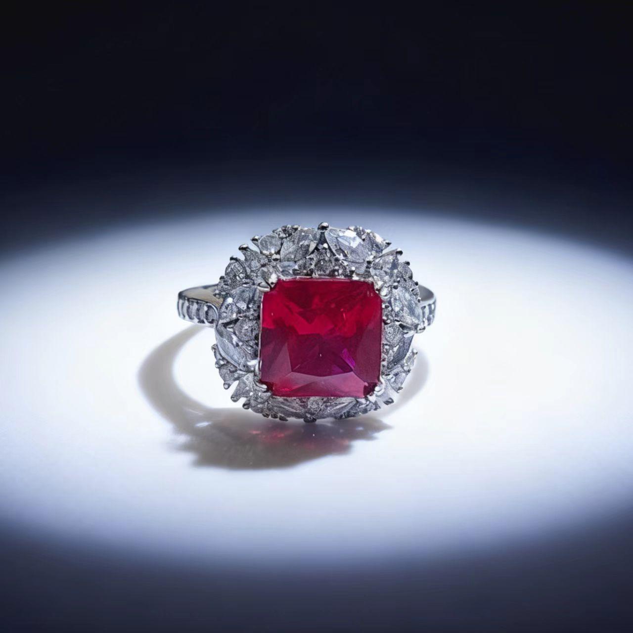 

Винтажное Кольцо с Квадратным Бриллиантом Большого Карата Имитация Изумруда Модное Кольцо на Указательный Палец Девушки Модное Кольцо с Выращенным Рубином Adjustable opening