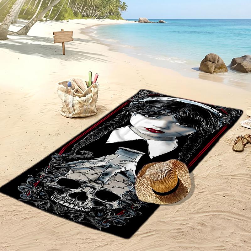 Wednesday tv Printed Quick Dry Beach Towel Super Absorbent Soft Lightweight Bath Towel for Pool Summer Travel