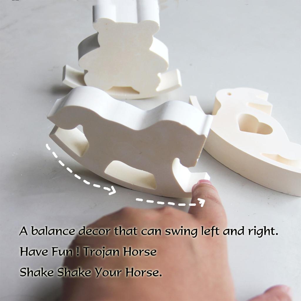 Forma silikonowa koń na biegunach Ornament Formy do gipsów dekoracyjnych Ręcznie robione odlewy zwierząt Formy do dekoracji świątecznych