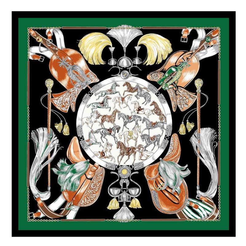 POBING Twill Silk Square Scarf Animals Print Women Scarves&Wrap Giraffe Neckerchief Spanish Foulards cachecol Large Bandana