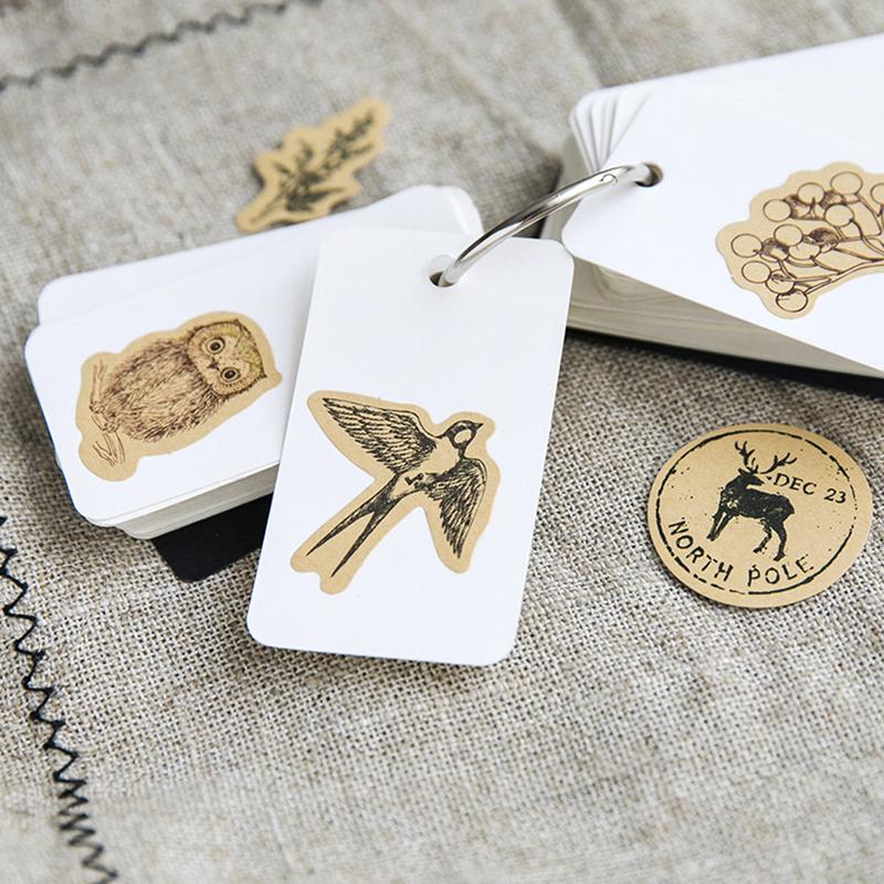 46 Stück Natur Erinnerungen Hinweis Aufkleber Set Mini Vintage Wald Pflanze Tier Aufkleber DIY Klebeposten Dekoration Geschenk Siegel A6430