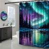 VIKAMA Arctic Light Snow Night Forest Shower Curtain Waterproof and Mold-Resistant Curtain for Shower Room Decor