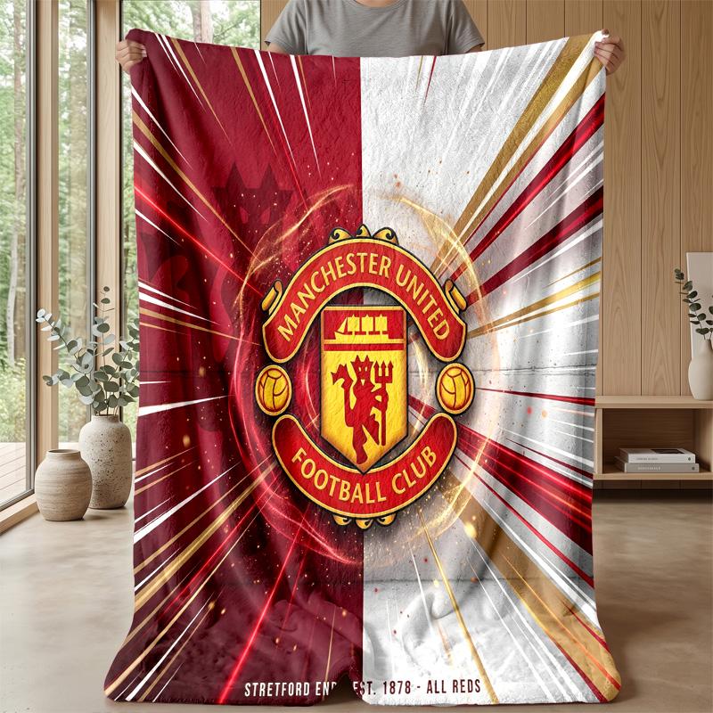 Manchester United Theme Blanket Soft Flannel Blanket Plush Throw Blanket Cozy Sofa Bed Blanket for Home Decor