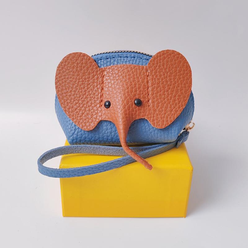 Pu Leather Baby Elephant Coin Purse Women'S Bag Pendant Creative Card Holder Storage Lipstick Envelope Zipper Money Bag