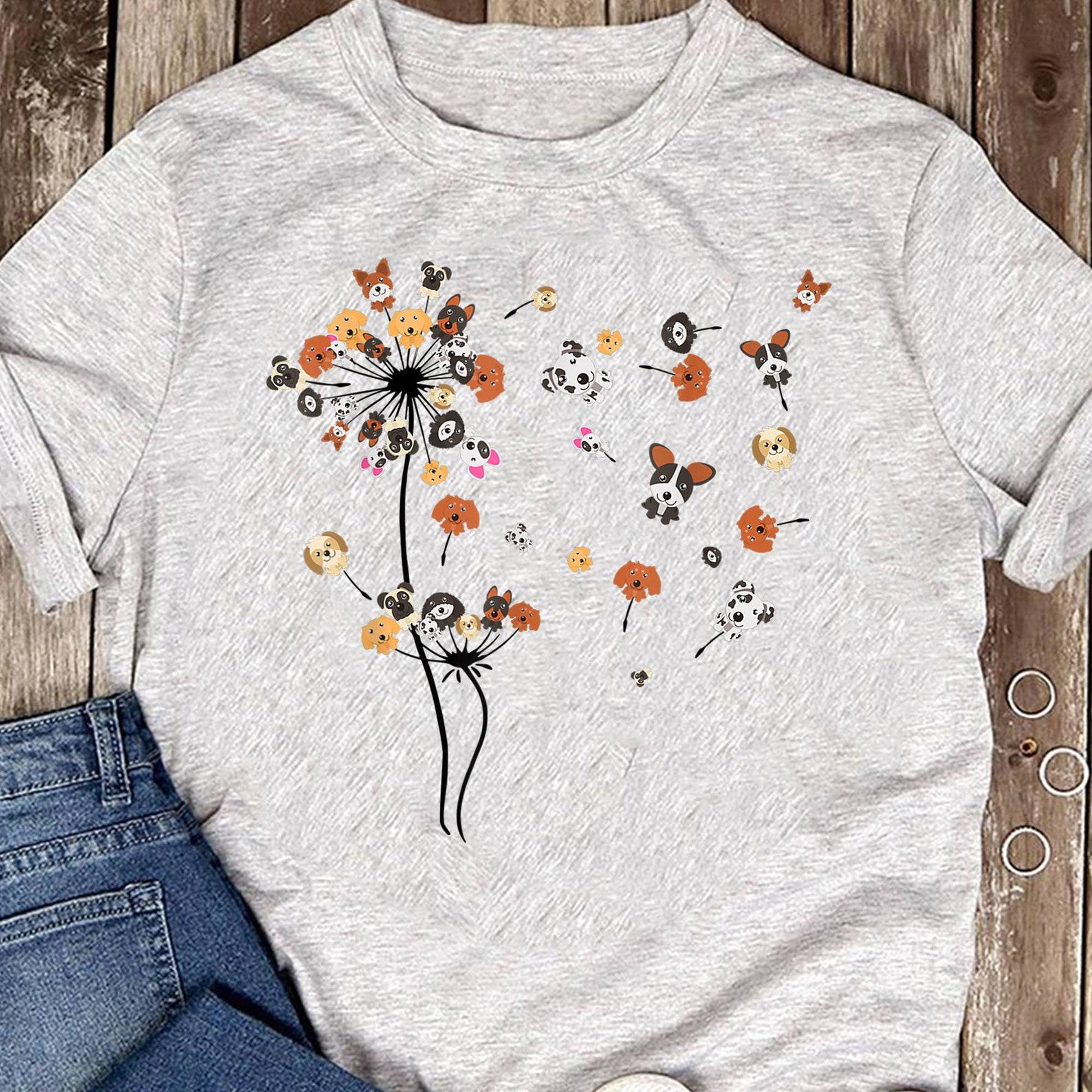 Dog Dandelion Flower - Dog Owners Gift T-Shirt - Gift for Dog Lovers - Funny Dog - Dog Mom - Dog Shirt- Dog Gift - Mother s Day XL