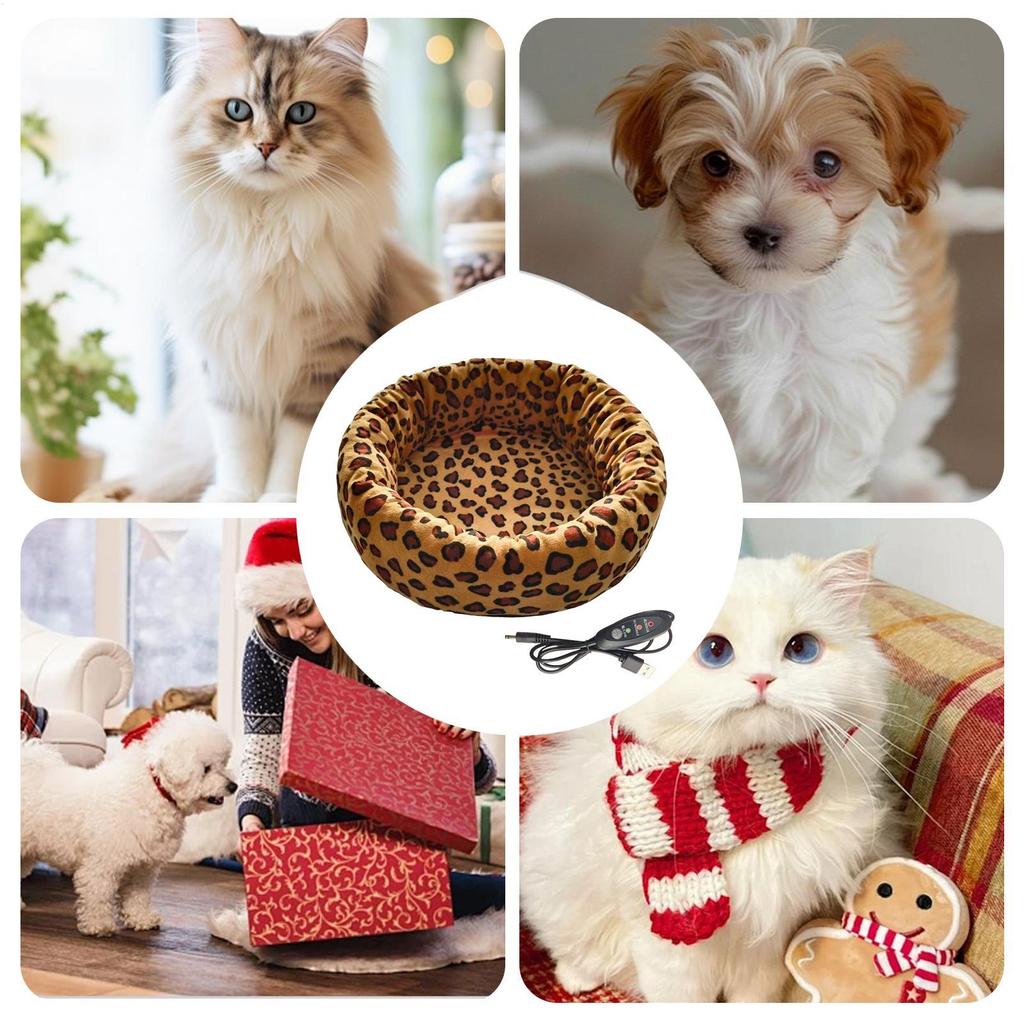 Beheiztes Katzenbett USB Beheizte Schlafmatte mit 3 Modi Indoor Warmes Schlafnest für Kätzchen Welpen Kaninchen Katzen Indoor Outdoor